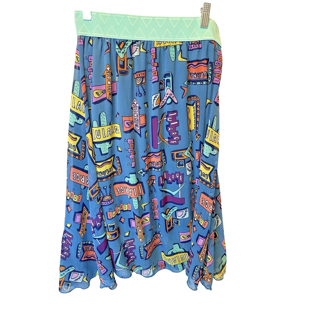LuLaRoe Lola Skirt S Retro Neon Diner Vegas Logo Signs NWT - Picture 1 of 9